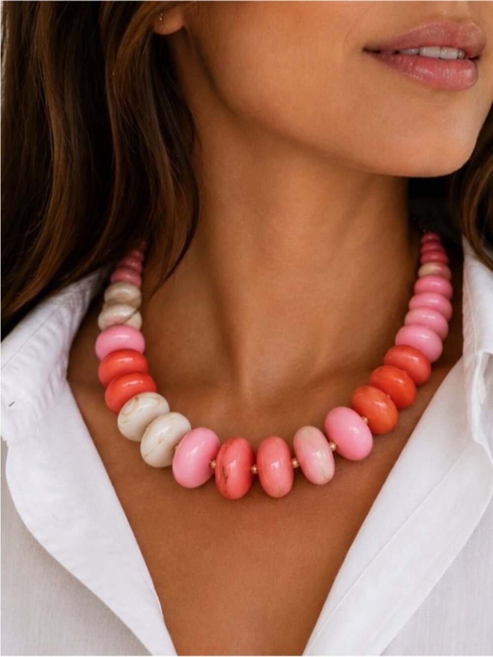 New! Coastal Chunky Beaded Dopamine Necklace NWOT